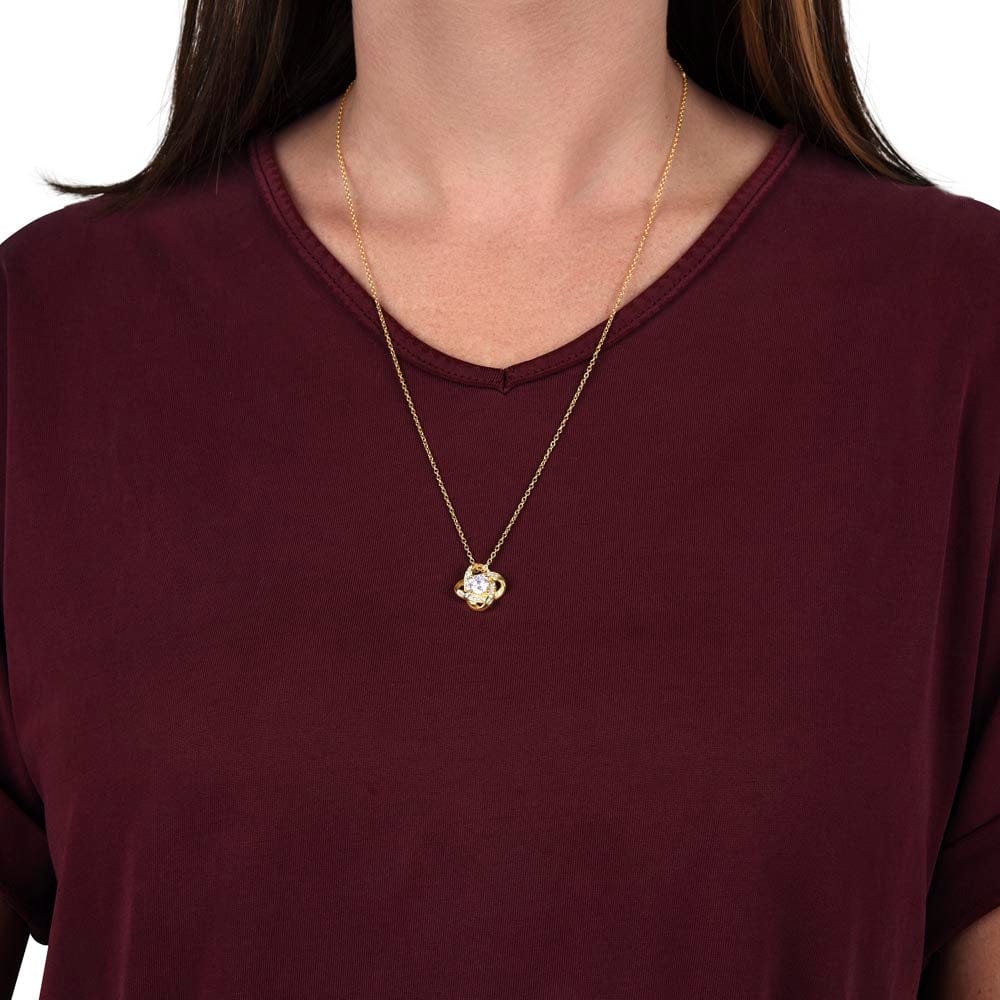 "NEVER FORGET THAT I LOVE YOU" - Necklace Gift for Your Daughter From Mom - Premium Love Knot Necklace