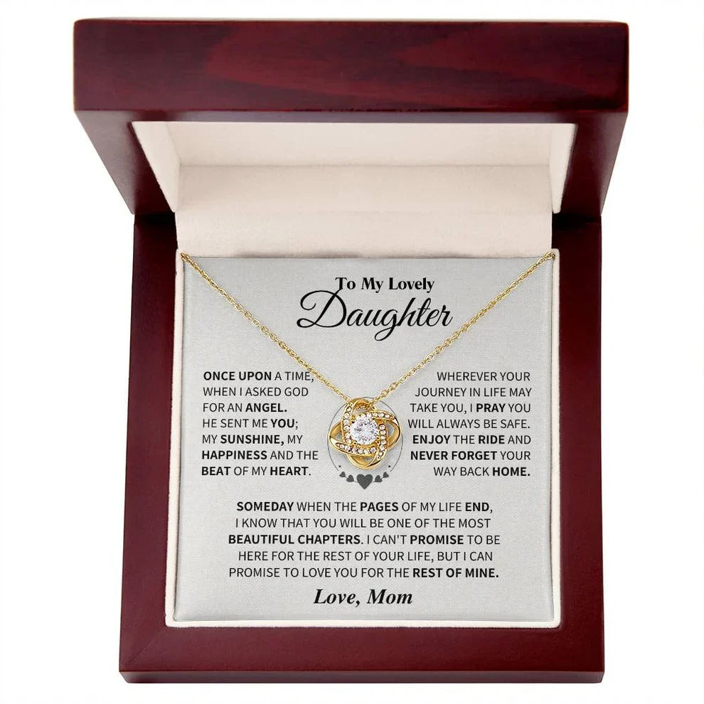 TO MY DAUGHTER FROM MOM NECKLACE - Premium Love Knot Necklace