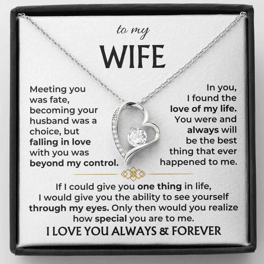 To My Wife - "Meeting you was fate, becoming your husband was a choice " - GIFT FROM HUSBAND - Forever Love Necklace