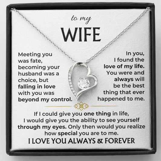To My Wife - "Meeting you was fate, becoming your husband was a choice " - GIFT FROM HUSBAND - Forever Love Necklace