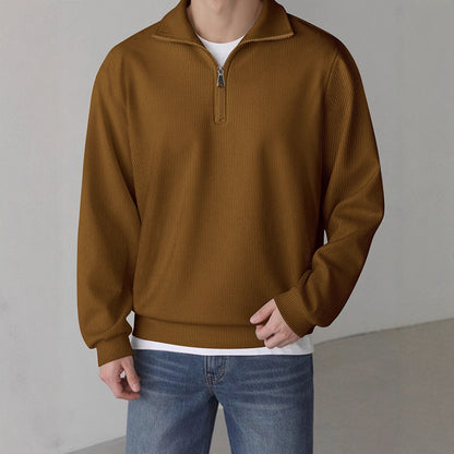 Mens Loose-fit Zip-up Long-sleeve Jacket