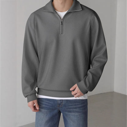 Mens Loose-fit Zip-up Long-sleeve Jacket