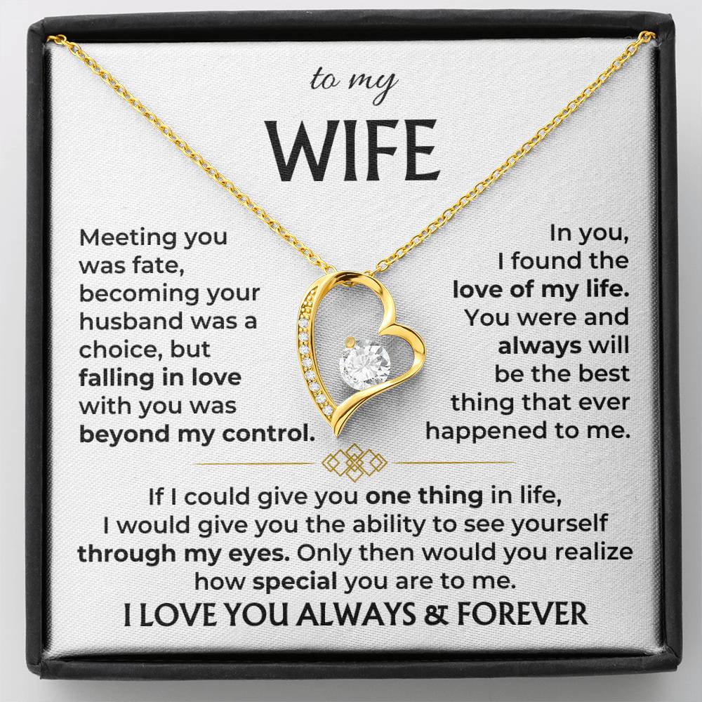 To My Wife - "Meeting you was fate, becoming your husband was a choice " - GIFT FROM HUSBAND - Forever Love Necklace