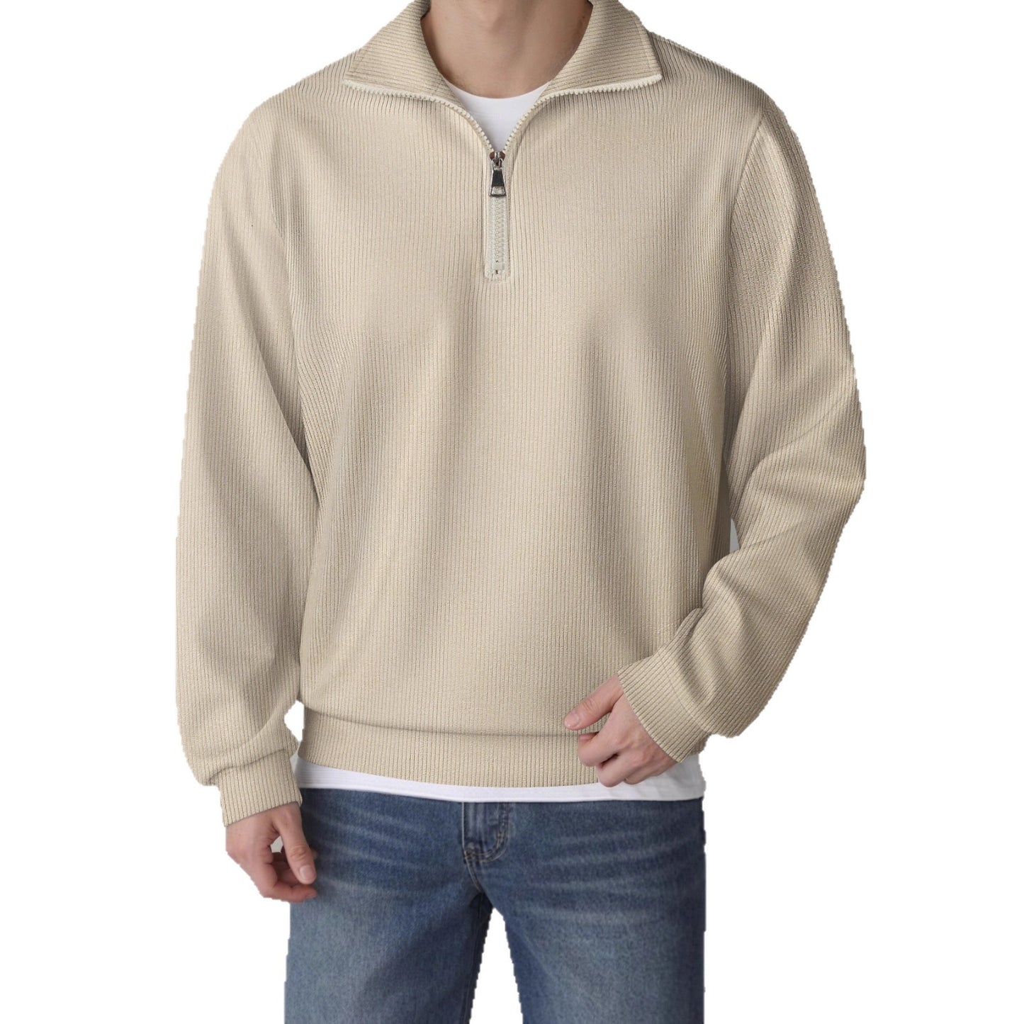 Mens Loose-fit Zip-up Long-sleeve Jacket
