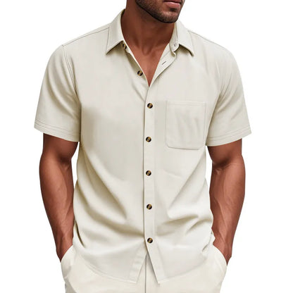 Solid-color Plus-size Casual Short-sleeve Shirt For Men