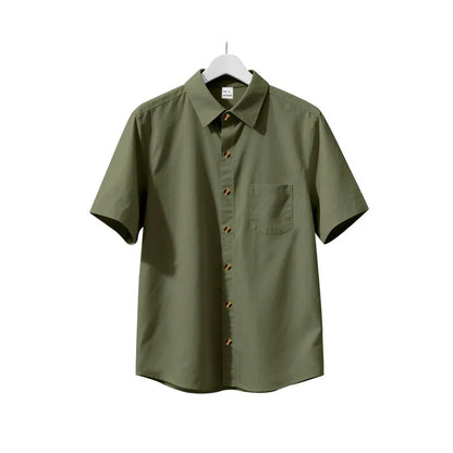 Solid-color Plus-size Casual Short-sleeve Shirt For Men