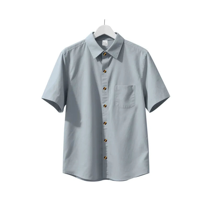 Solid-color Plus-size Casual Short-sleeve Shirt For Men