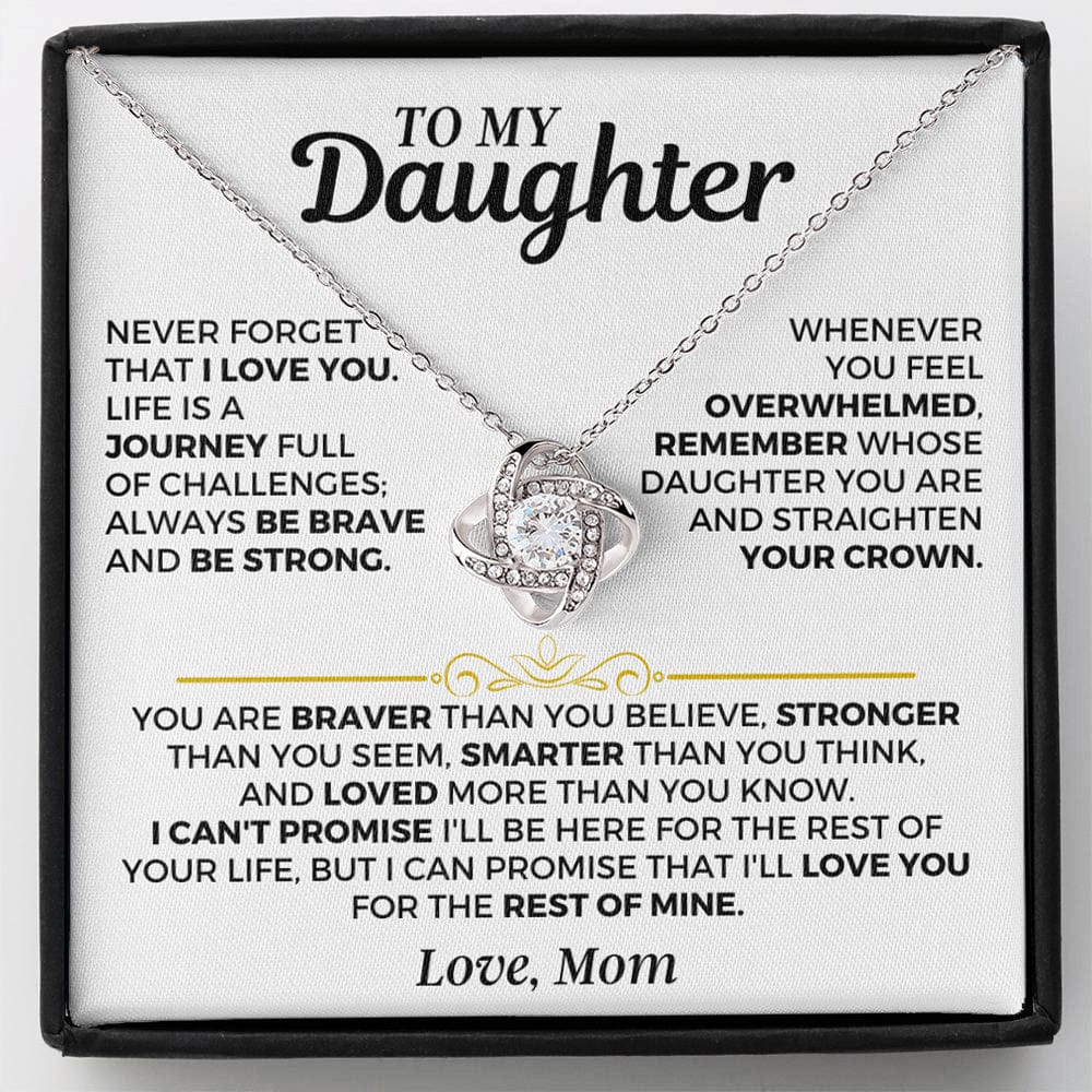 "NEVER FORGET THAT I LOVE YOU" - Necklace Gift for Your Daughter From Mom - Premium Love Knot Necklace