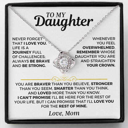 "NEVER FORGET THAT I LOVE YOU" - Necklace Gift for Your Daughter From Mom - Premium Love Knot Necklace