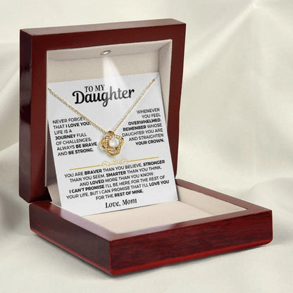 "NEVER FORGET THAT I LOVE YOU" - Necklace Gift for Your Daughter From Mom - Premium Love Knot Necklace