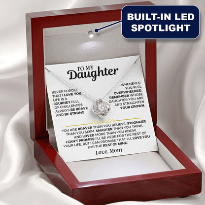 "NEVER FORGET THAT I LOVE YOU" - Necklace Gift for Your Daughter From Mom - Premium Love Knot Necklace