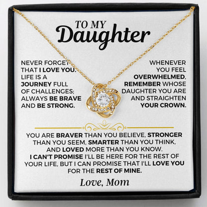 "NEVER FORGET THAT I LOVE YOU" - Necklace Gift for Your Daughter From Mom - Premium Love Knot Necklace