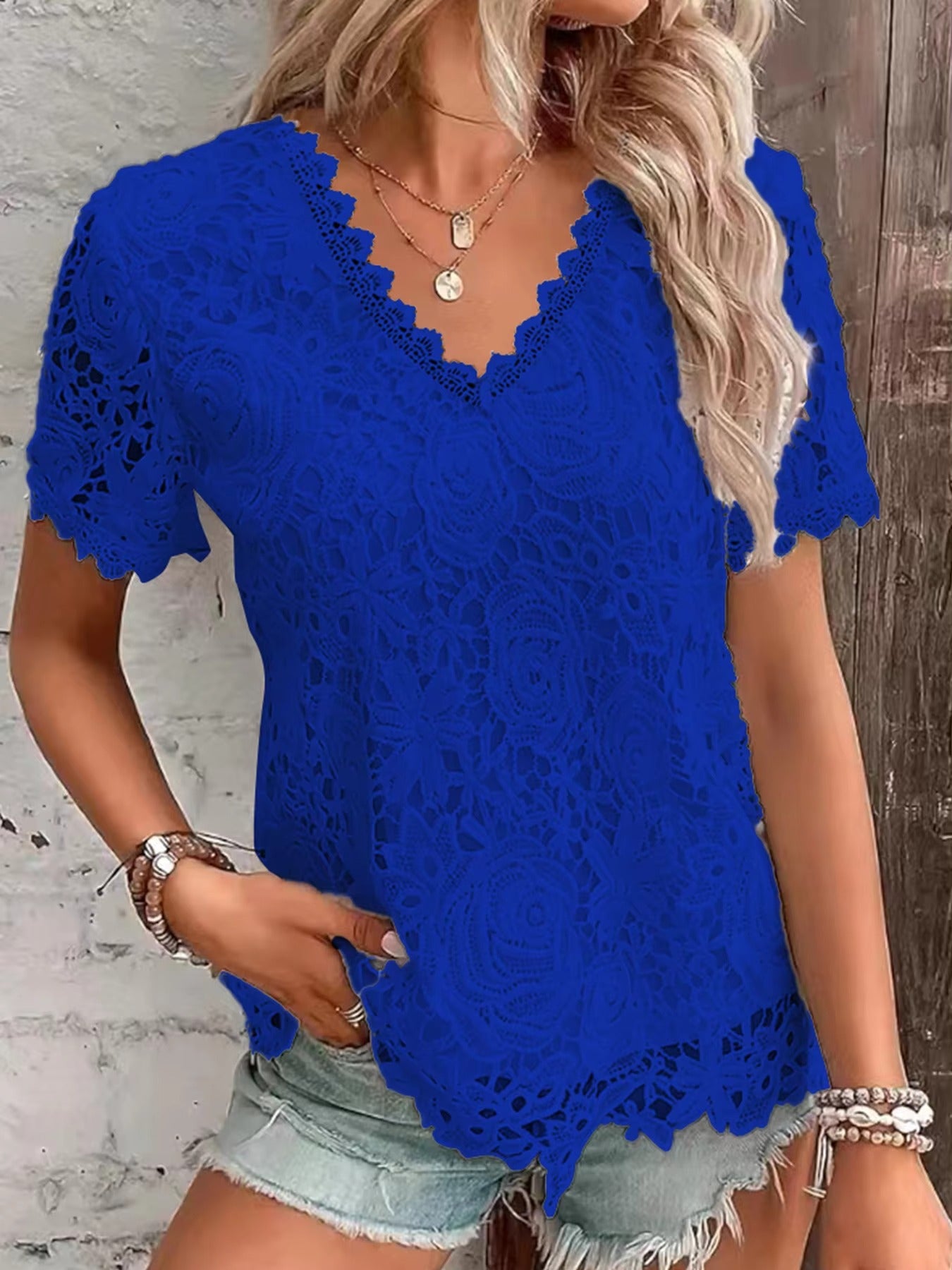 Elegant Lace V-Neck White Blouse for Women