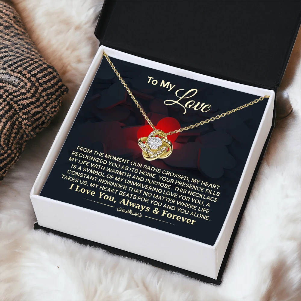 To My Love Necklace for Wife – Love Knot Necklace for Wife From Husband - Wedding Anniversary Jewelry for Women