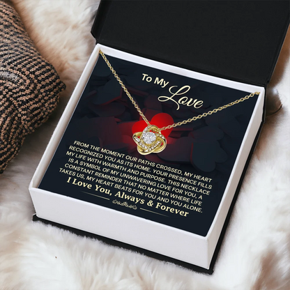 To My Love Necklace for Wife – Love Knot Necklace for Wife From Husband - Wedding Anniversary Jewelry for Women