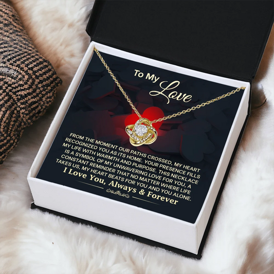 To My Love Necklace for Wife – Love Knot Necklace for Wife From Husband - Wedding Anniversary Jewelry for Women