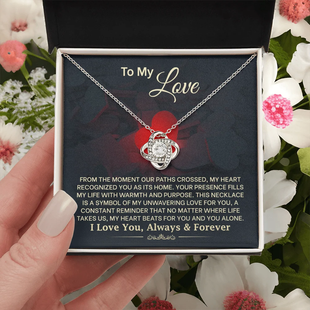 To My Love Necklace for Wife – Love Knot Necklace for Wife From Husband - Wedding Anniversary Jewelry for Women