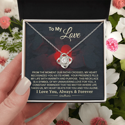 To My Love Necklace for Wife – Love Knot Necklace for Wife From Husband - Wedding Anniversary Jewelry for Women