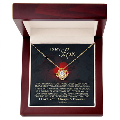 To My Love Necklace for Wife – Love Knot Necklace for Wife From Husband - Wedding Anniversary Jewelry for Women