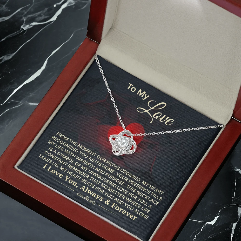 To My Love Necklace for Wife – Love Knot Necklace for Wife From Husband - Wedding Anniversary Jewelry for Women