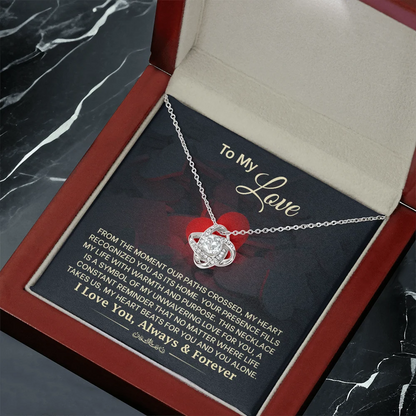 To My Love Necklace for Wife – Love Knot Necklace for Wife From Husband - Wedding Anniversary Jewelry for Women