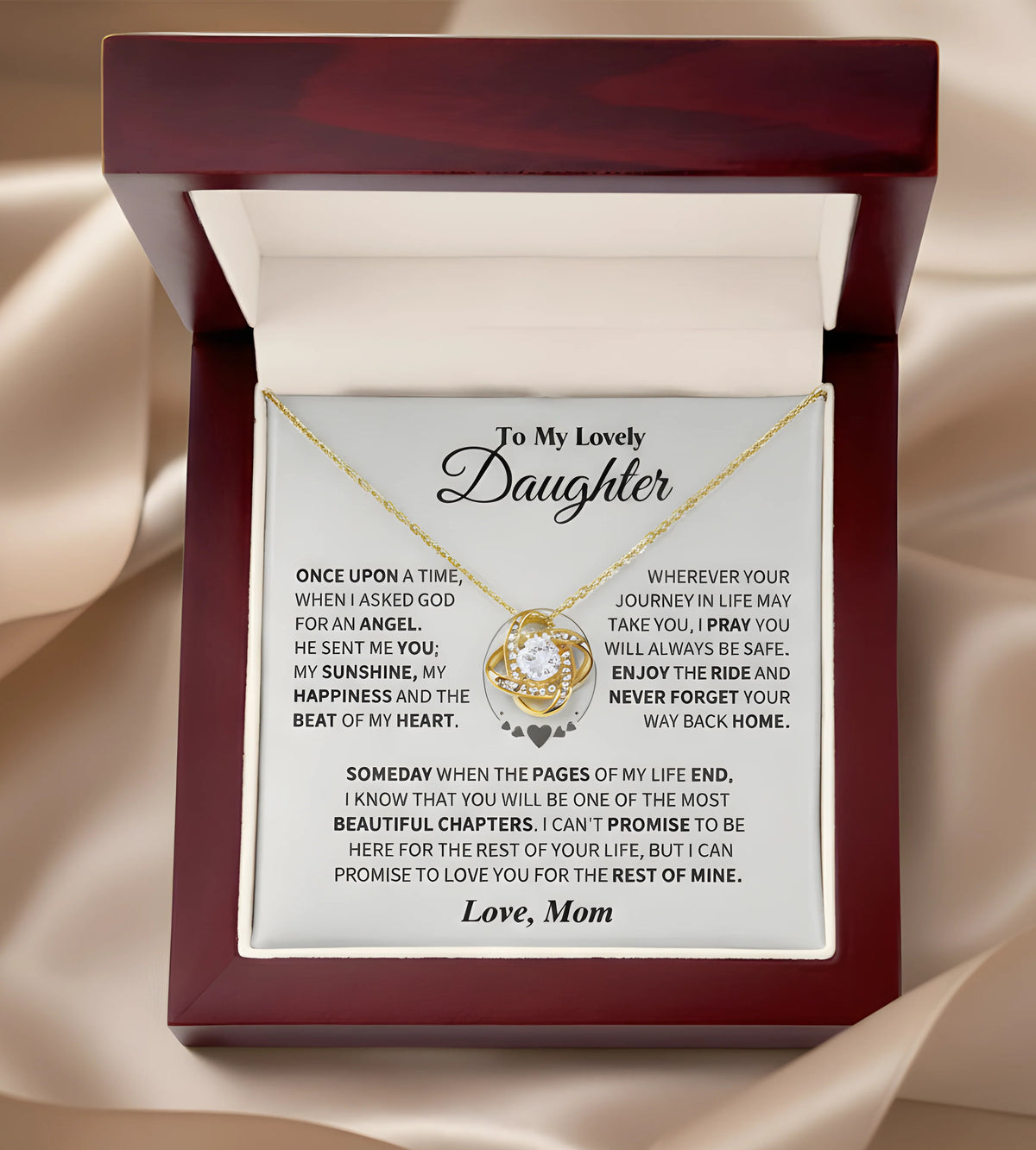 TO MY DAUGHTER FROM MOM NECKLACE - Premium Love Knot Necklace