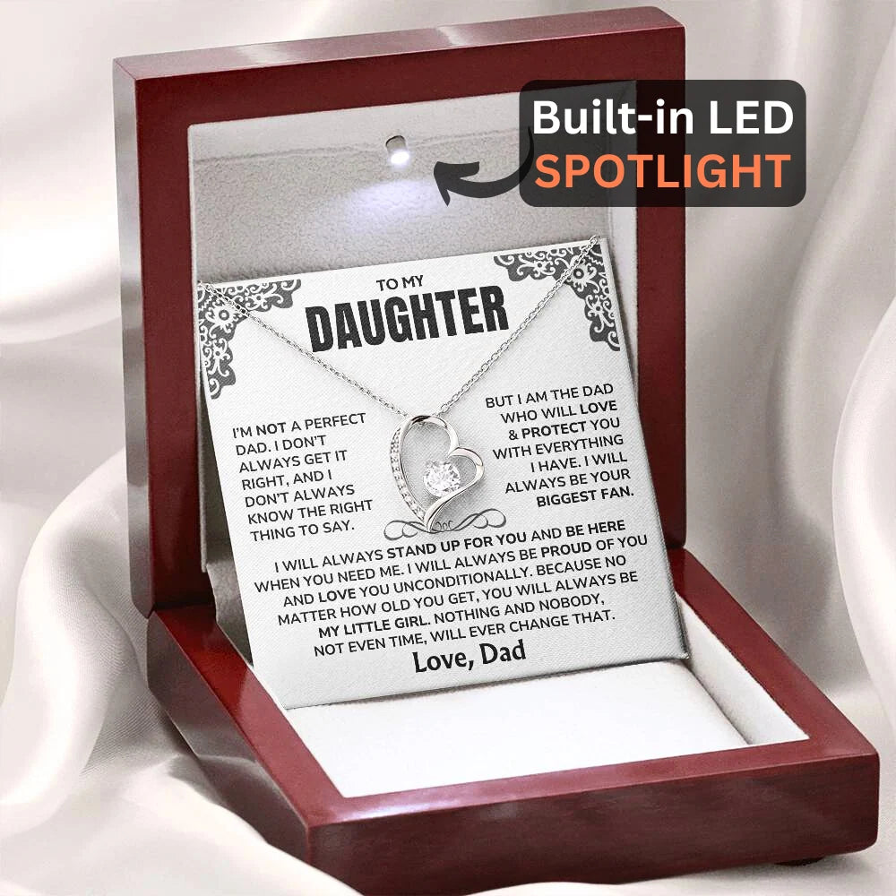 To My Daughter - "I'll Always Be Here" - GIFT FROM DAD - Forever Love Necklace