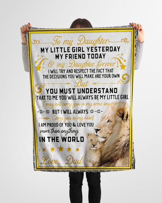 Dad To Daughter - Birthday Gift For Daughter From Dad - To My Daughter Lion Blanket My Little Girl